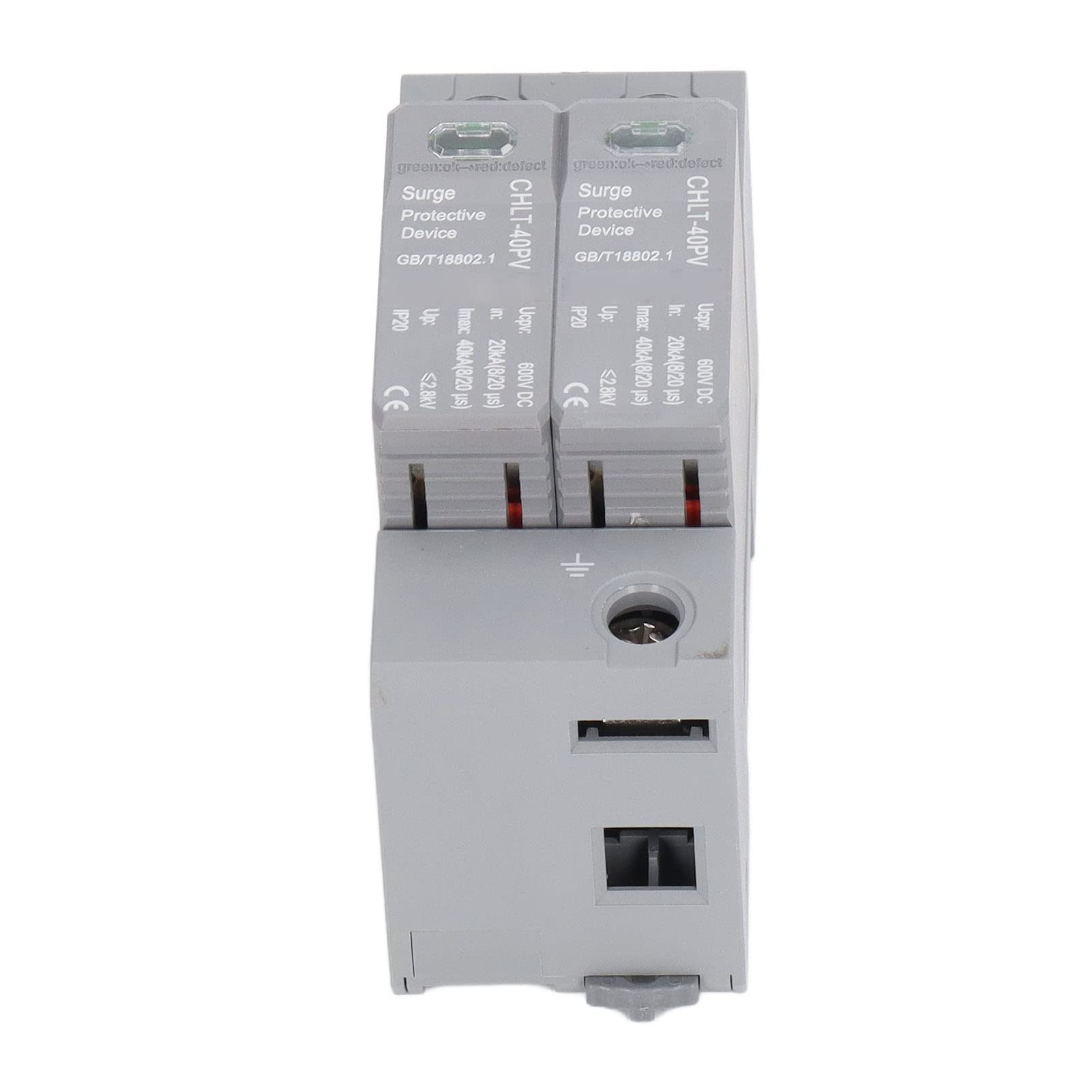 Parafoudre Photovoltaïque 2P, Parafoudre de Surtension DC600V DC, Haute Précision et Stable Parafoudre Basse Tension pour la Protection Des Équipements Électriques