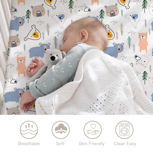 Image of Little Grape Land Crib Sheets for Boys and Girls, 2pk Baby Crib Fitted Sheet for Standard Size Crib and Toddler Mattress, Super Soft Baby Sheet