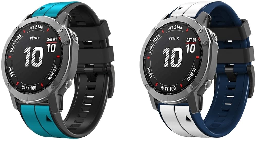 Gransho compatible with Garmin EPIX gen2 / Instinct/Tactix Charlie/Descent G1 / Fenix 7 Watch Band, Premium Soft Silicone Replacement Wristbands with Secure Clasp NO231101 (J [Pack of 2])