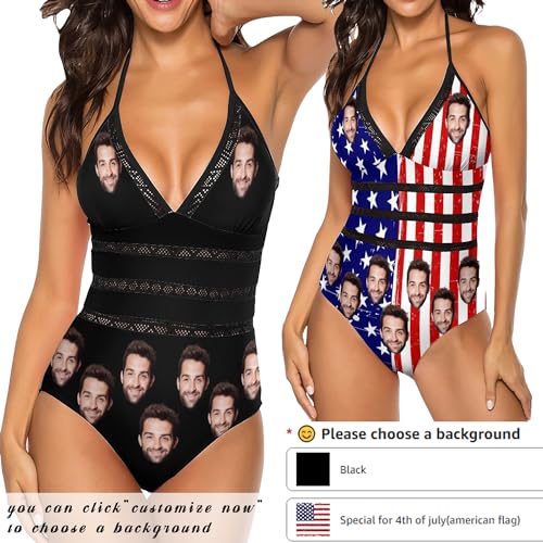 Custom Face Swimsuits Personalized Swimsuits with Face Photo Customized Picture Bathing Suits for Women-5 Style2