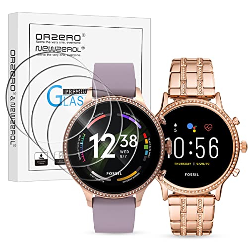 NEWZEROL 4 Pezzi Compatibile Con Fossil Gen 5 Carlyle HR/Julianna HR Pellicola Protettiva in Vetro Antiproiettile, Schermo Protettivo in Vetro Temperato ad Alta Risoluzione Pellicola - Trasparente