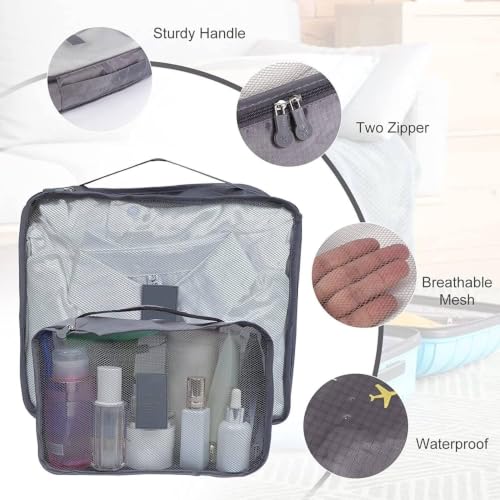 Image of Travel Organizer Pouch Set of 6, Space Saver Packing Cubes for Suitcase, Clothes, Underwear, Socks and Shoes (GREY)