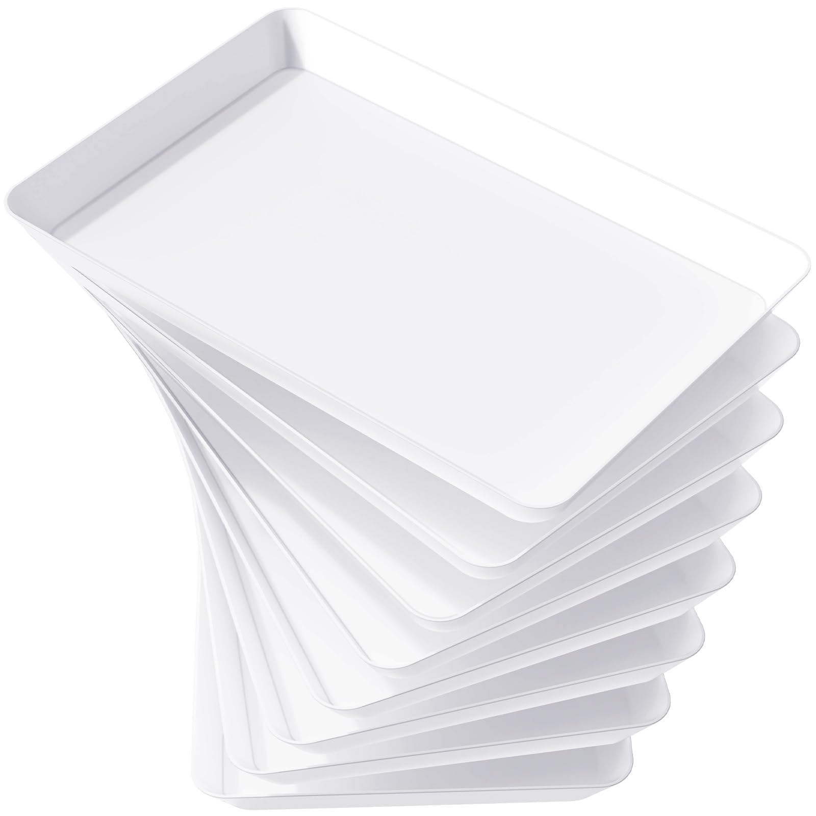 Lifewit Plastic Serving Tray, White Serving Platters for Party Food, BPA Free, Trays for Charcuterie Dishes, Reusable Platter for Snacks, Fruit, Cookies, Sandwich, Set of 8, 36.7 x 24cm — image 1