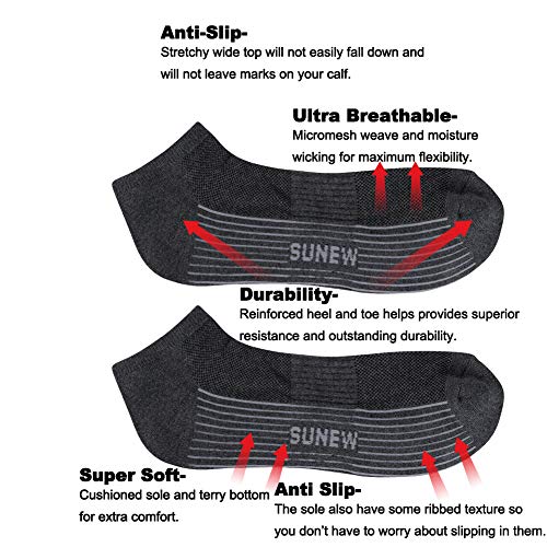 Sunew Viscose Bamboo Socks, Unisex Cushioned Comfortable Ankle Workout Hiking Golf Socks 3 Pairs4