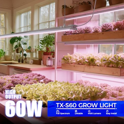 Image of Barrina TX-S60 4FT Grow Light for Indoor Plants, 60W(420W Equivalent), Full Spectrum, High PPFD, Super Bright, Linkable, Grow Lights for Seed Starting, Greenhouse, Vegetables with On /Off Switch 1 Pack