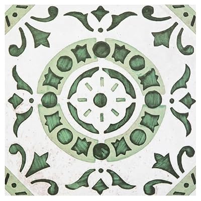 Retro Self Adhesive 12-Inch Vinyl Floor Tiles, 20 Tiles - 12" x 12", Green Medallion Pattern - Peel & Stick, DIY Flooring for Kitchen, Dining Room, Bedrooms & Bathrooms by Achim Home Decor