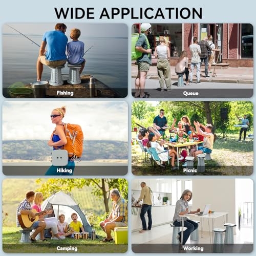 Image of 2026 Upgraded Collapsible Stool, Portable Folding Stool, Telescoping Camping Stool with Max Load Capacity 485lbs, Square Retractable Stool for Camping Gardening Fishing Hiking BBQ [Cyan]