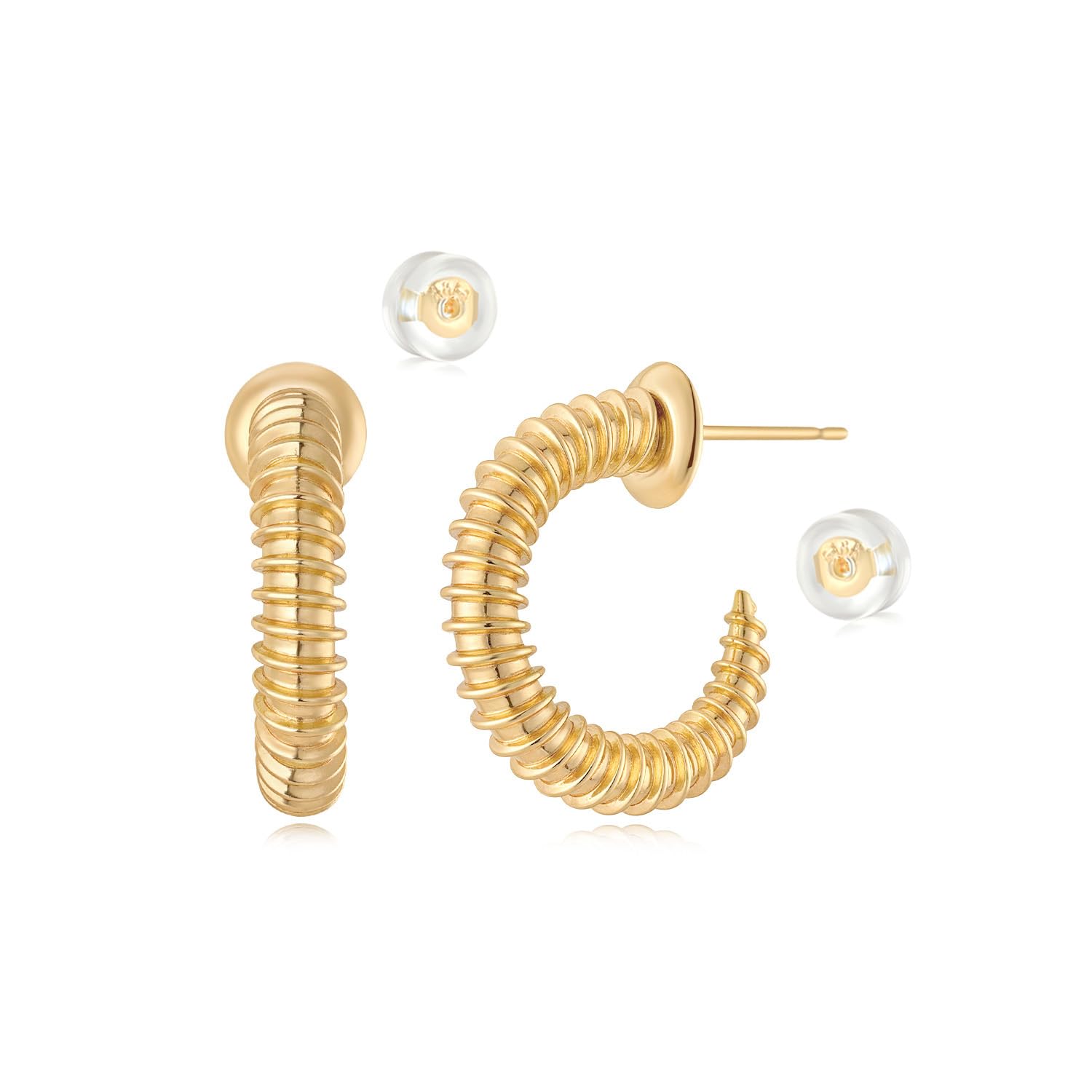 MYEARS Gold Hoop Earrings for Women Open 14K Small Simple Hypoallergenic Everyday Illusion Jewelry