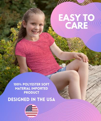 MISS POPULAR Girls 4 Pack Short Sleeve Quick Dry-Fit Moisture Wicking Active Athletic Performance Crew Neck T-Shirts3