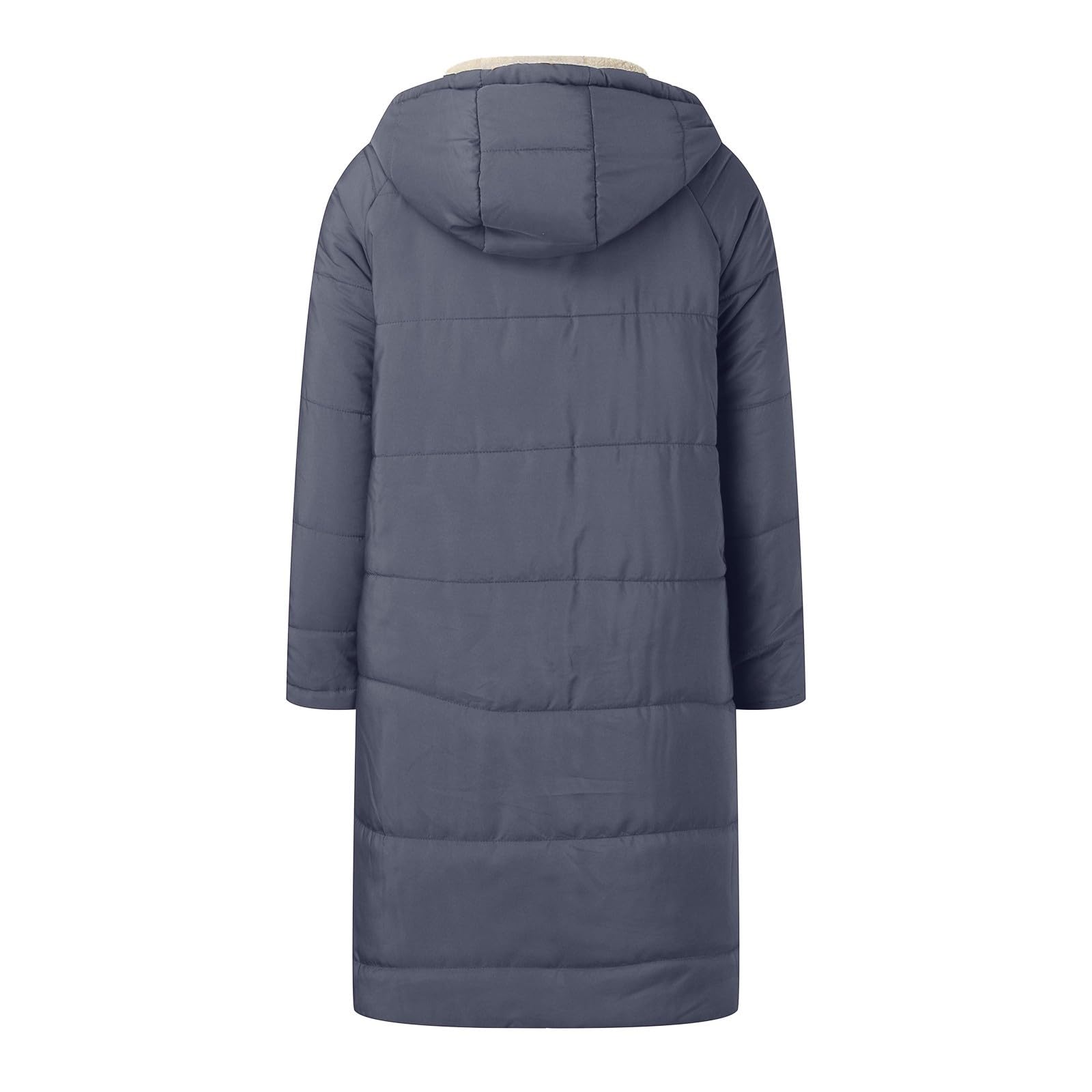 Generisch Wintermantel Damen Lang: Winterjacke Mit Schrägem Reißverschluss Fleece Outdoorjacke Mit Kapuze Parka Winddicht Kapuzenmantel Steppjacke