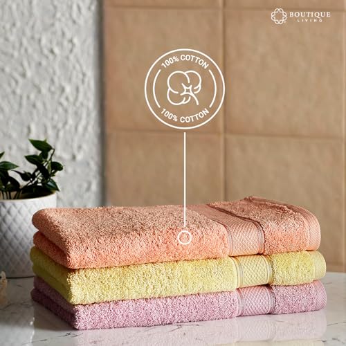 Image of BOUTIQUE LIVING Luxe Loom 100% Cotton 550 GSM Light Pink Hand Towels - Pack of 2