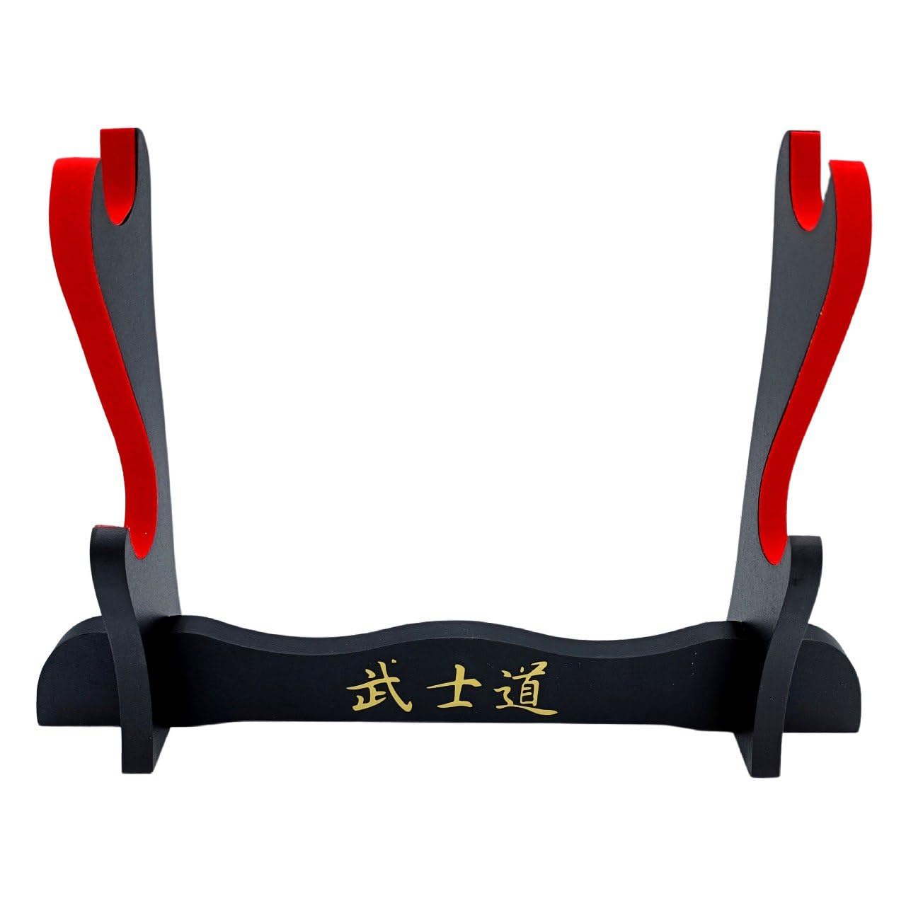 Stojak na stojak na stół drewniany stojak do Katana Samurai z japońskimi literami, 2 miejsca ozdobiony czerwonym aksamitem w solidnej części do podparcia