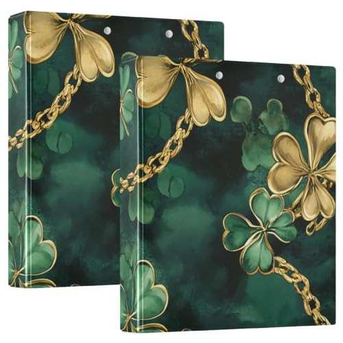 Classeurs décoratifs pour l'école et le bureau à motif trèfle vert doré