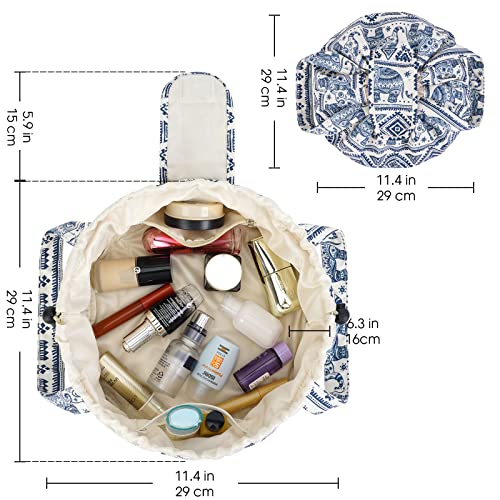 Barrel Drawstring Makeup Bag Large Cosmetic Bag Women Toiletry Organizer For Travel Toiletries Accessories Essentials (Elephant) #TOP5