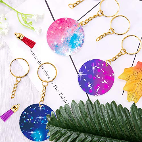Duufin 120 Pcs Acrylic Keychain Blanks Craft Tassel Set Including 30 Pcs Transparent Keychain Blanks(2 inches) 30 Pcs Key Rings with Chain 30 Pcs Jump Rings and 30 Pcs Keychain Tassels - Thumbnail 7