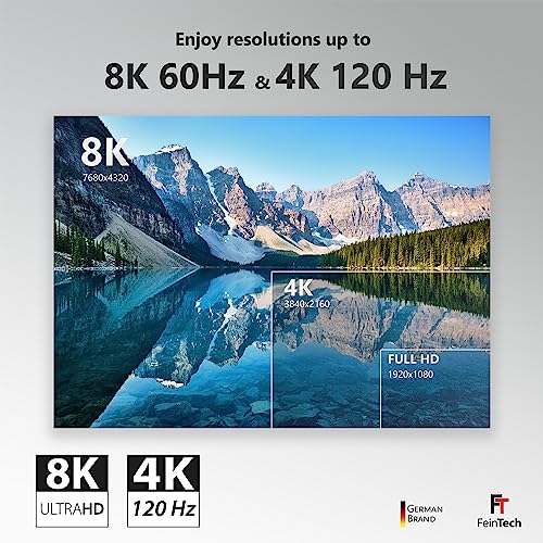 FeinTech 8K HDMI Fibre Optic Cable 5 m, 4K 120Hz, 1440p 144Hz for HDMI 2.1 Gaming, HDMI Cable PS5 Xbox PC TV, 48 Gbps - Image 2
