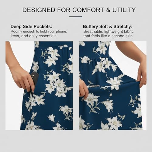 Image of Women's Boho Floral Maxi Dress Casual Boho 2026 Summer Short Sleeve Beach Dresses with Pockets