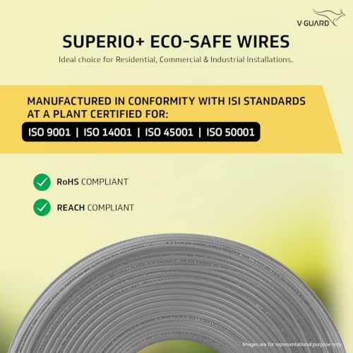 Image of V Guard Superio+ Eco Safe Triple Layered HRFR PVC Wiring Cables (Grey, 1 Sqmm)