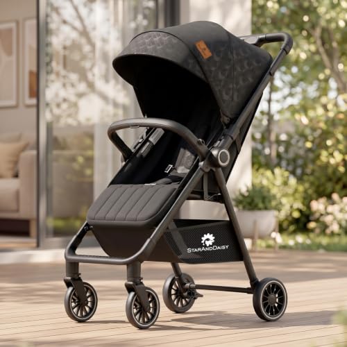 Image of StarAndDaisy Stroller for Baby, Foldable Baby Stroller with Reversible Seat, 3 Recline Positions, 5-Point Safety Harness, Adjustable Footrest, Large Canopy & Storage Basket