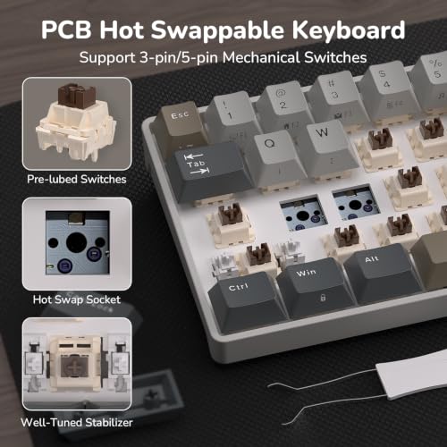 Image of RK ROYAL KLUDGE RK68 65% RGB Wireless Mechanical Keyboard for Gaming, Work | 68 Keys Compact TKL Tri-Mode BT /2.4GHz /USB-C Gaming Keyboards for Mac /Win, Hot Swappable, Custom Switch, Software Support