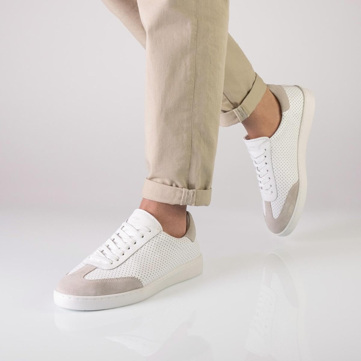 Anna Kern Suny Herren Dance Sneakers 7420 - Leder weiß - Normalweite - durchgehende PU Sohle - herausnehmbare Mehrweiten-Zwischensohle