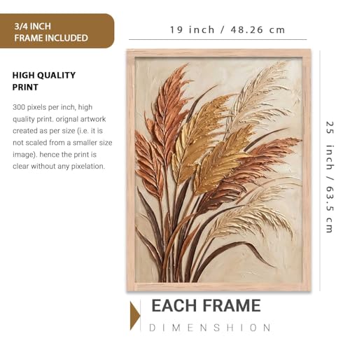Image of kotart Abstract Floral Art WALL Framed Painting | Big Aesthetic Flowers leaves WALL Framed Paintings for Living Room Bedroom Wall Decor (19x25 inch)