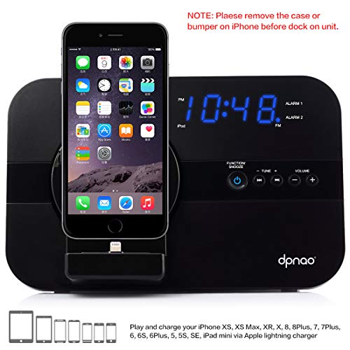 dpnao 5 in 1 iPhone Charger Dock Station with Alarm Clock FM Radio