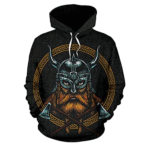 Sweat à capuche viking Odin pour homme style streetwear Harajuku