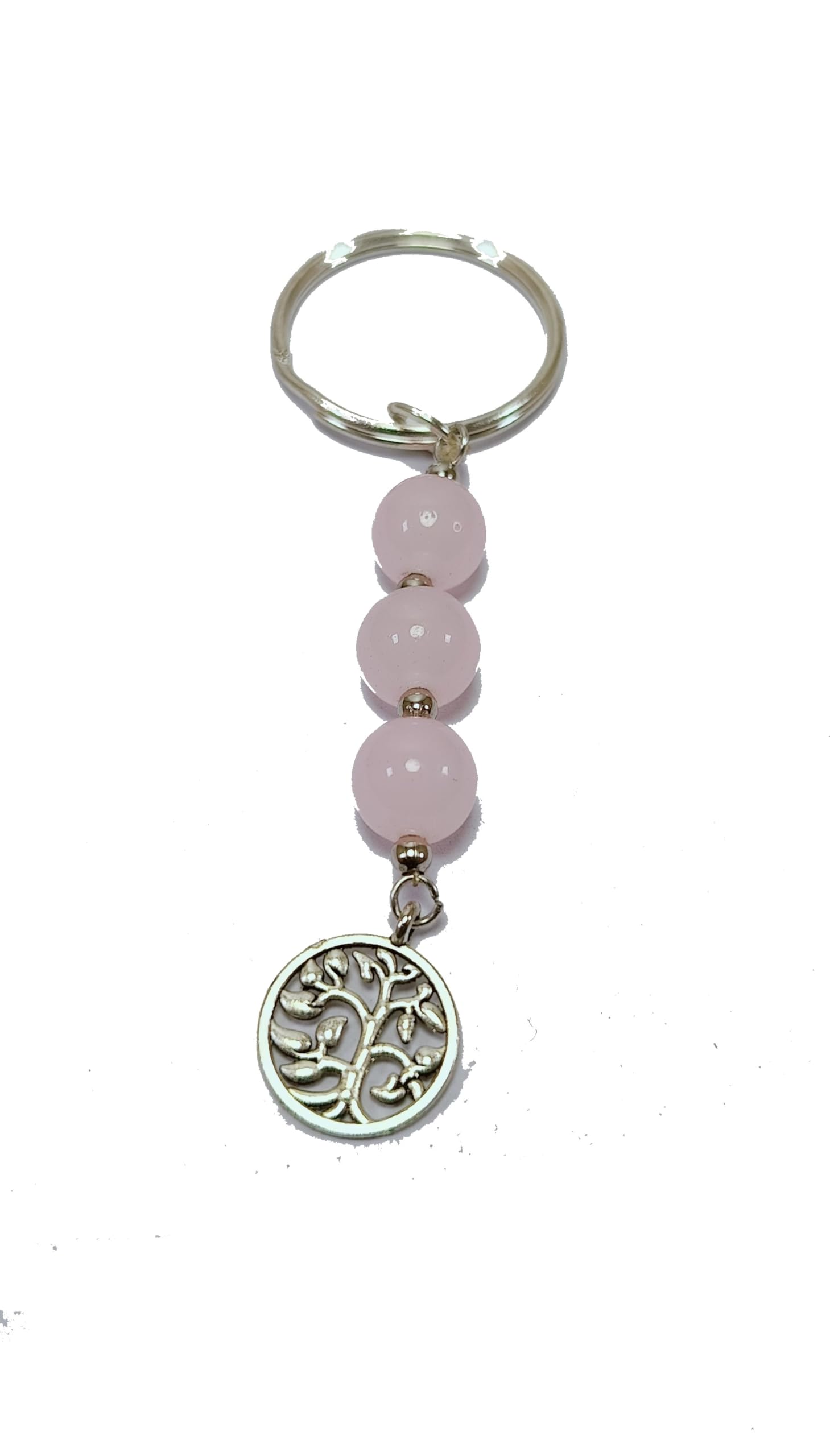 Natural Rose quartz Beads Keychain Tree of life Crystal Keychain - Crystal Key Chain - Gemstone Key Ring-image-11