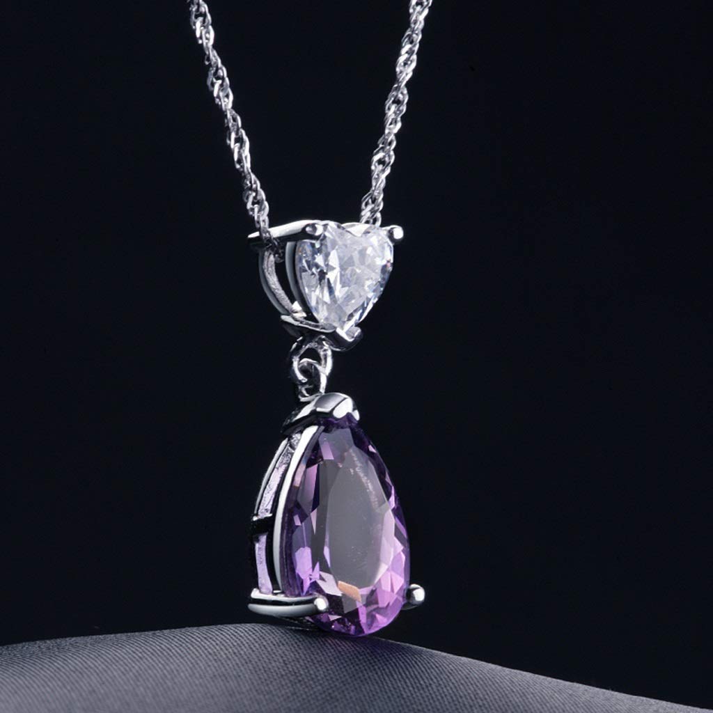 NBYGSC Collares para Mujeres Niñas Forma de Gota Collar con Colgante de Amatista de 2,6 Quilates Collar con Colgante de 18 '', Joyas para Mujeres Gargantillas Collares para el hogar