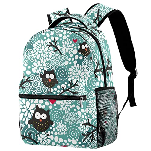 Sac à dos léger pour livres d'école motif hiboux d'hiver fille et garçon