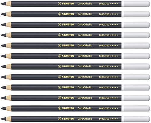 STABILO CarbOthello Pastel Chalk Pencils - Neutral Black (Box of 12)