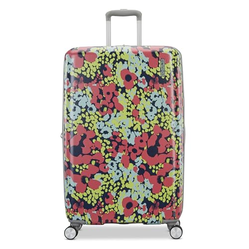 Image of American Tourister Moonlight II Hardside Expandable Luggage with Spinner Wheels, Poppy Pattern, Large Checked Suitcase 28-Inch