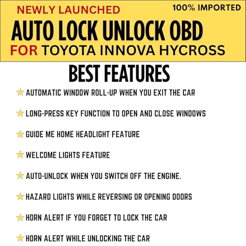 Image of KMH OBD Device Auto Lock Unlock System for Toyota Innova Hycross | Plug & Play Kit | Auto Window Roll-Up | Hazard Light & Horn Alerts | Car Safety Accessory | Pack of 1
