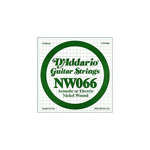 Corda singola D’Addario NW066 per chitarra elettrica, Nickel Wound, .066