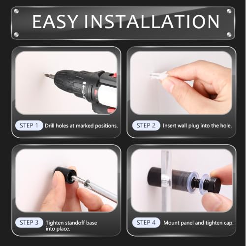 Image of Pelopy 12 Pcs Sign Standoff Screws Advertising Screws Stainless Steel Wall Standoff Mounts Glass Acrylic Nail (1 /2 x 3 /4 Inch,Black)