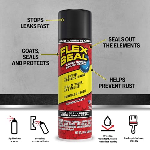Image of Flex Seal, 14 oz, 2-Pack, Black, Stop Leaks Instantly, Waterproof Rubber Spray On Sealant Coating, Perfect for Gutters, Wood, RV, Campers, Roof Repair, Skylights, Windows, and More