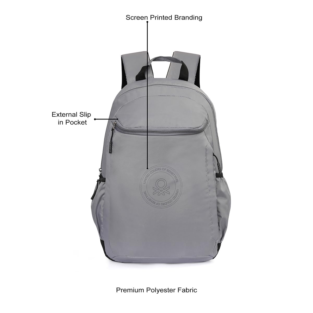 United Colors of Benetton Quirky 19L Laptop Backpack, Minimalist & Water-Resistant, Fits 14-inch Laptops, for College, Office & Everyday — Amazon image 3