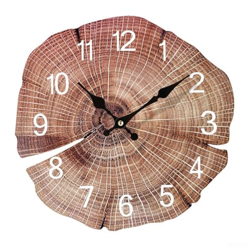 Honseadek Reloj de pared de grano de madera de 12 pulgadas con movimiento silencioso para decoración del hogar y la oficina, diseño creativo de anillo anual en redondo grande de 30 cm (30 cm)