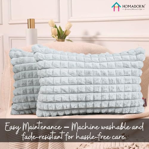 Image of HOMADORN Luxury Plush Fur Reversible Cushion Cover Ultra Soft & Cozy (Pack of 2)