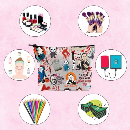 TSOTMO Horror Movie Horror Characters A Real Man Will Chase After You Makeup Bag Funny Halloween Scary Halloween Movie Gift (A Real Man bag)4