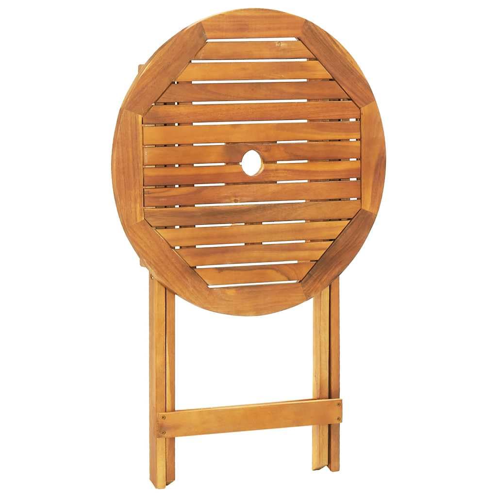 Set Bistro 3 Pezzi Tortora Acacia Massiccio Pieghevole | Robusto legno di acacia resistente alle intemperie, schienale in legno piatto, capacità 110 kg per seduta
