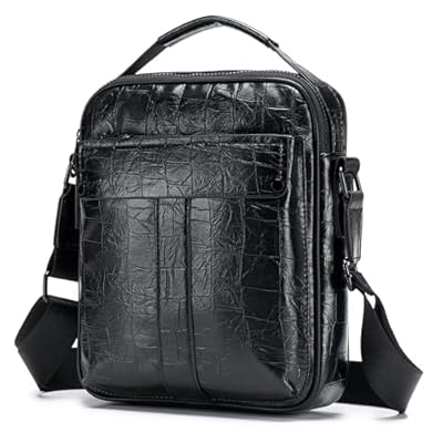 SPAHER Bandolera Grande de PU Piel para Hombre Bolso Caballero de Cuero Mariconera Man Bag