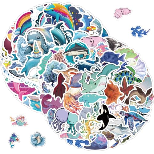 YSJCHEBS 150 Feuilles D’Autocollants De Dauphins D’Océan, D’Autocollants De Griffonnage D’Animaux Marins, D’Autocollants De Visage D’Animaux Marins,...
