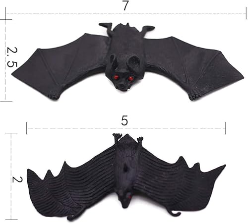 Miniatura 3 de BigOtters 12 murciélagos de Halloween, murciélagos de vampiro colgantes de goma para fiesta de Halloween, día de los inocentes, decoración de casa