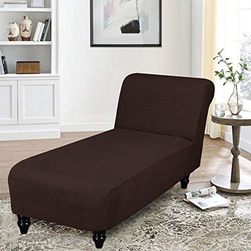 Fantasdecor Chaise Lounge Cover Stretch Chaise Chair Covers For Living Room Chaise Slipcover Armless Chaise Lounge Indoor Slipcover For Bedroom Chaise Soft Jacquard Fabric Machine Washable, Brown #TOP2