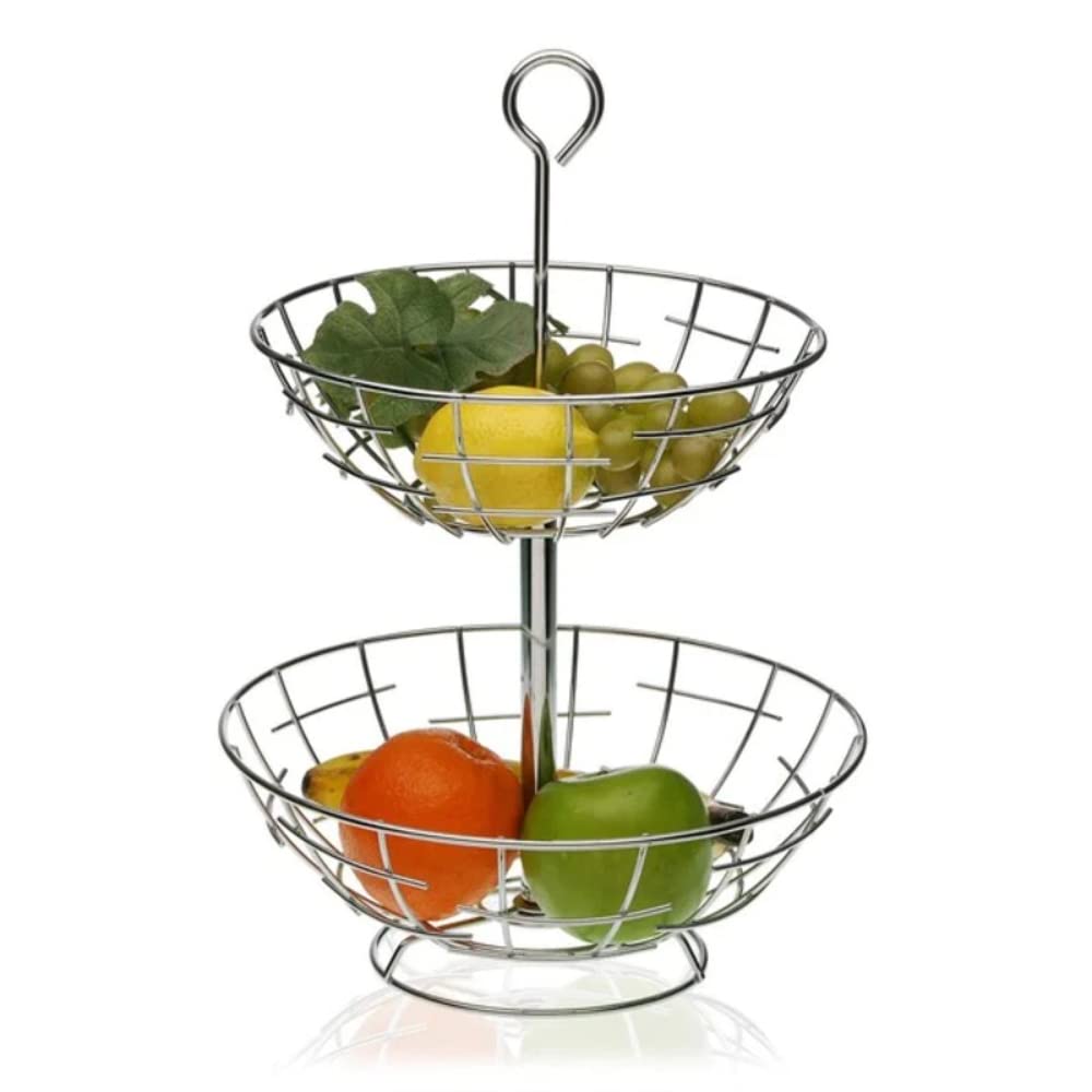 Versa - Frutero de acero inoxidable con 2 estantes para frutas, para cocina, bar, restaurante, VS-10035220