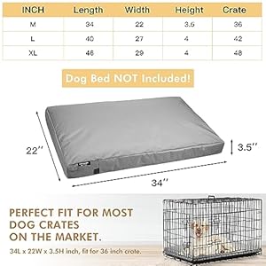 Dog-Bed-Cover-Replacement-Washable-Waterproof-Large-Pet-Canvas-Dog-Crate-Kennel-Removable-Covers-with-Zipper-34x22x35-InchesGray - Cucciolini Doodles Dog-Bed-Cover-Replacement-Washable-Waterproof-Large-Pet-Canvas-Dog-Crate-Kennel-Removable-Covers-with-Zipper-34x22x35-InchesGray
