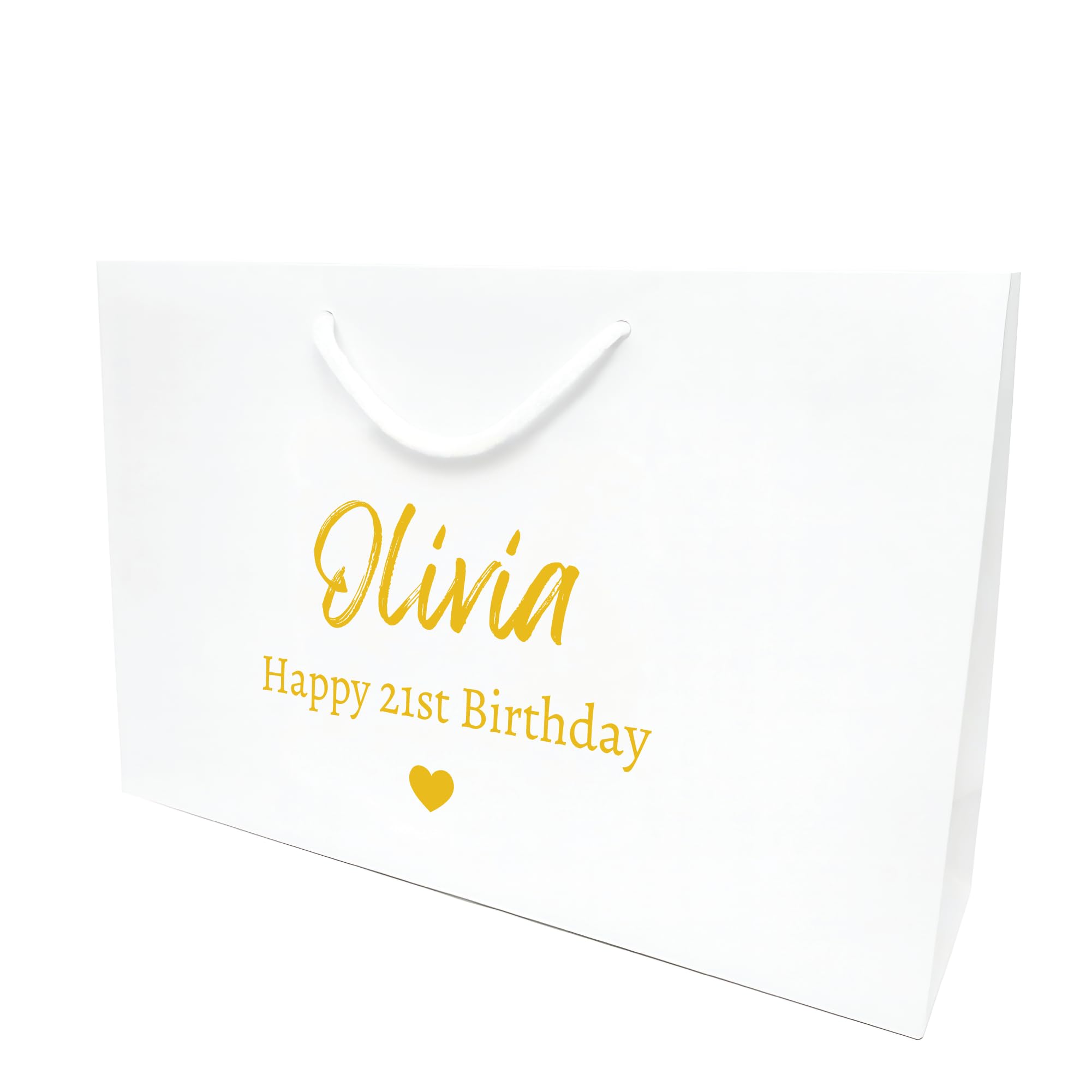 COOKIES AND KOALAS Personalised Birthday Gift Bag – Luxury White Foil Printed Gift Bag– Medium Wide 35×24×10 cm– Custom Gold or Silver Foil Name – Reusable Birthday Gift Packaging for Him, Her or Kids