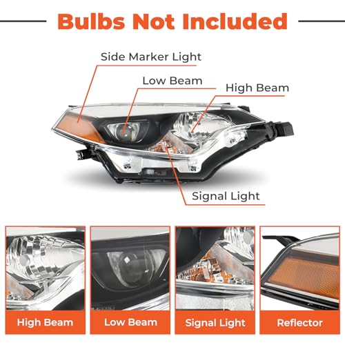 Image of labwork Headlight Assembly Replacement for Toyota Corolla 2014 2015 2016 Headlamps Front Light Pair Driver and Passenger Side